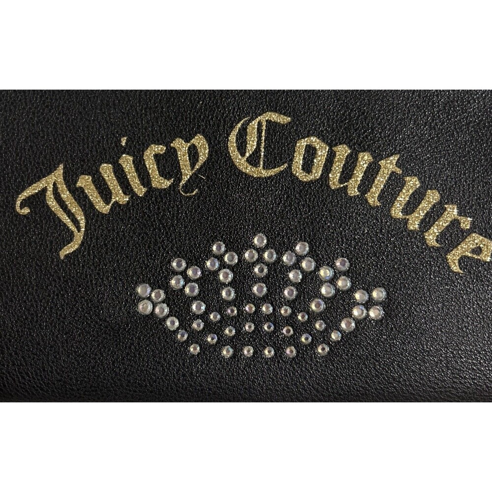 Juicy Couture Glam Rhinestone Crown Zip Wallet Gold Glitter Y2K Style - Picture 2 of 5